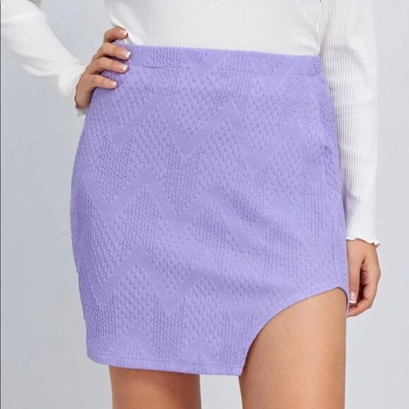 Lavender Textured High Waisted Skirt - Picture 1 of 5